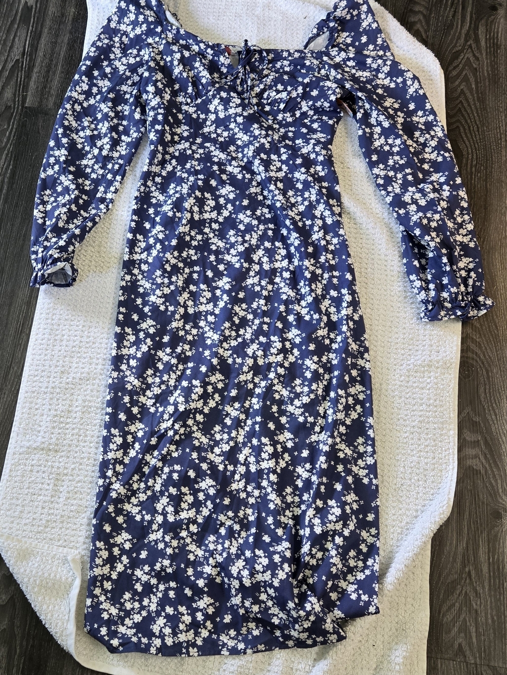 JJs House Navy Blue Floral Long Sleeve Midi Dress